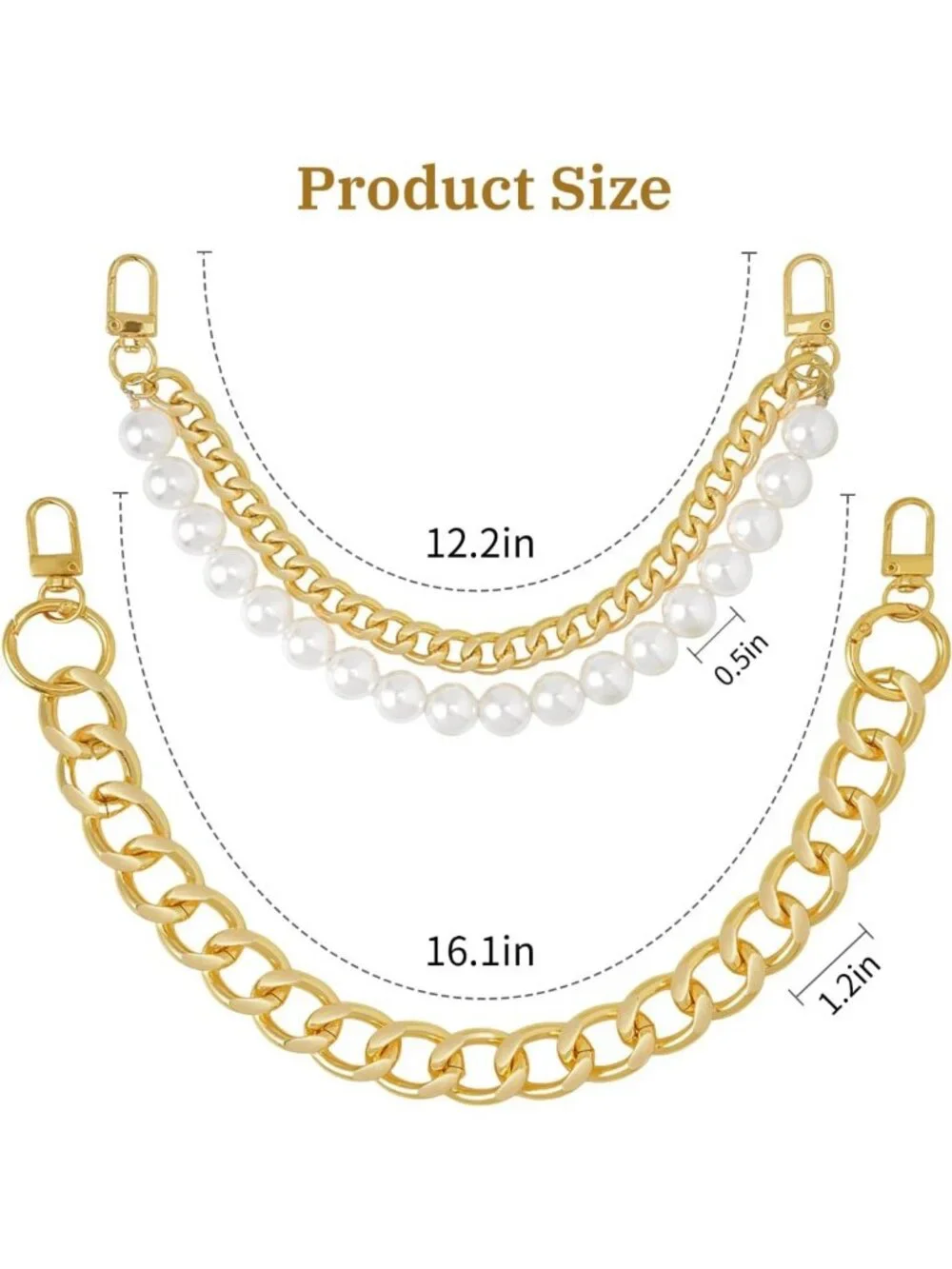 Chic Pearl Purse Charm with Gold Chain Straps | Leopard, Heart & Bow Designs